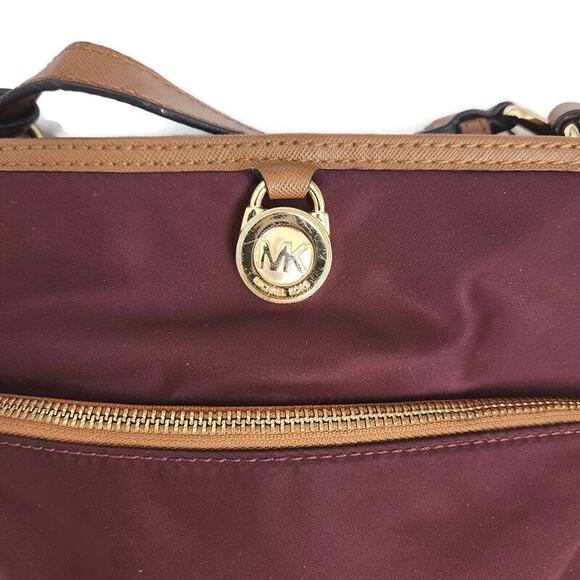 Michael Kors Women's Kempton Burgundy Nylon Messenger Crossbody Bag - Picture 3 of 6